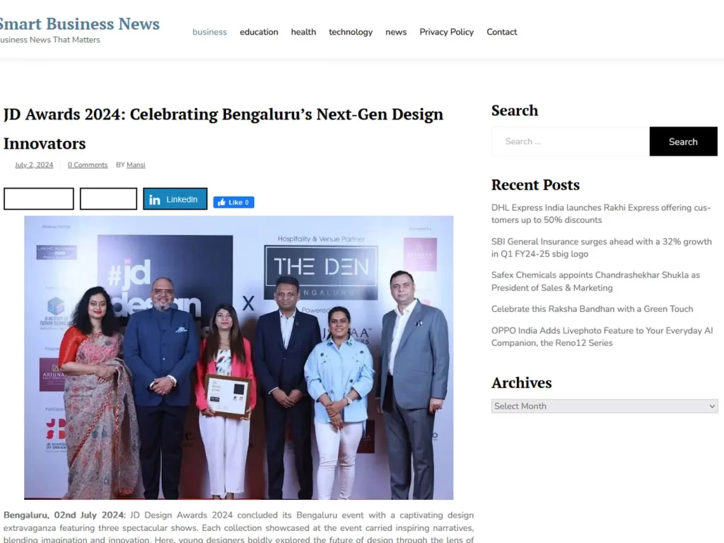 JD Awards 2024 Celebrating Bengaluru’s Next Gen Design Innovators Smart Business News