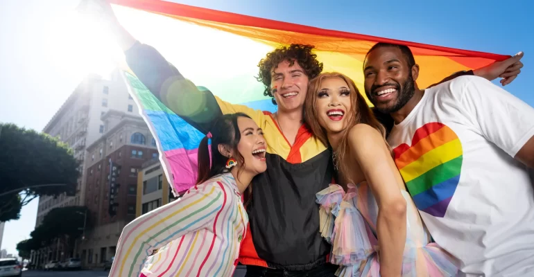 LGBTQ+ Community celebrating rainbow flag history, October (2)